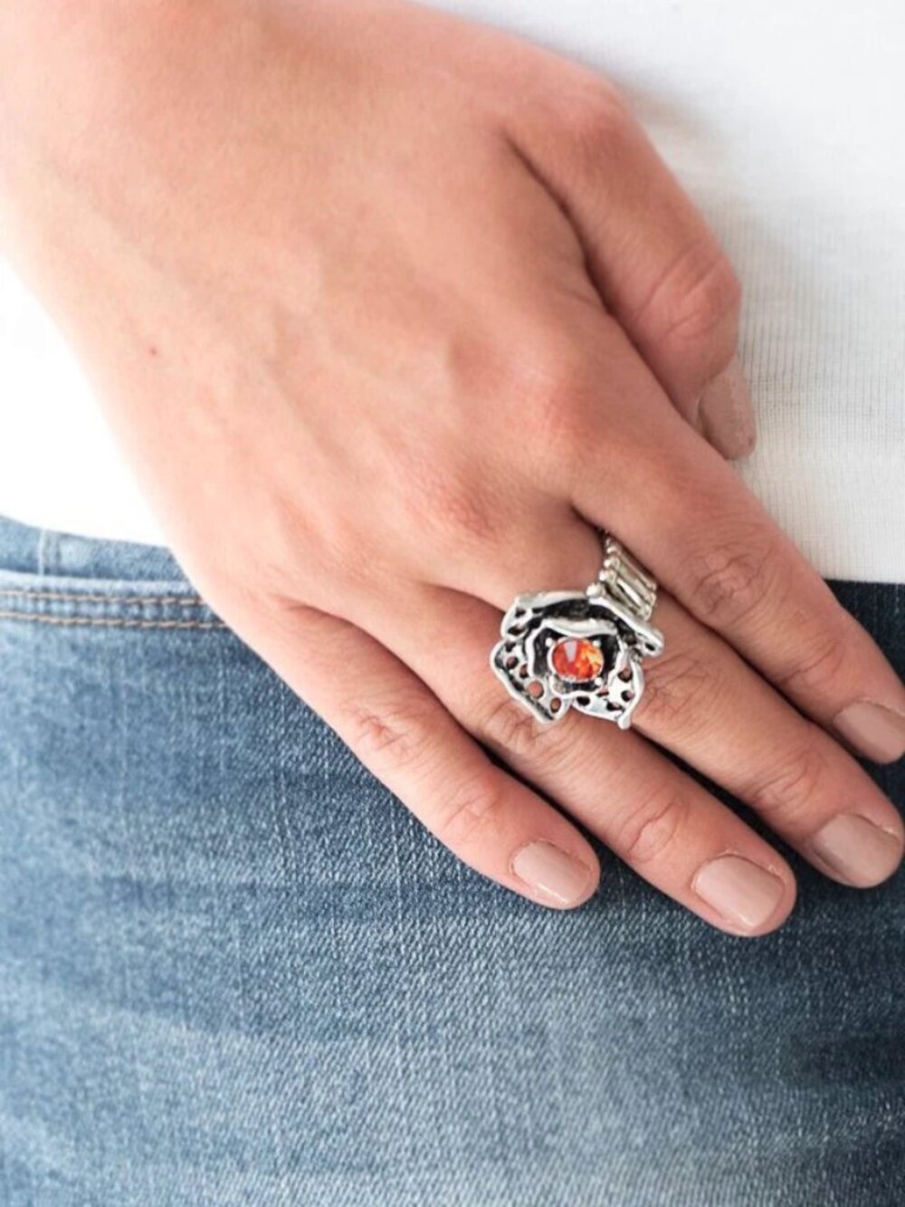 Paparazzi Jewelry Accessories - Glowing Gardens - Orange Ring - Vintage
